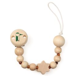 Grunspecht houten speenketting met barnsteen