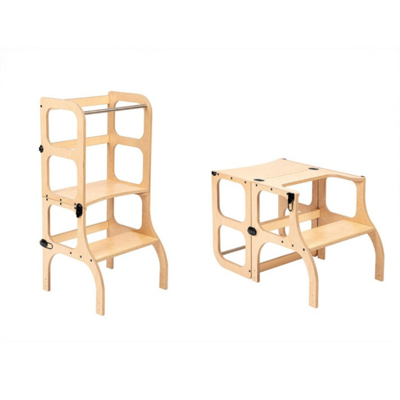 Ette Tete Step'n'Sit Learning tower - Hout met zwart beslag