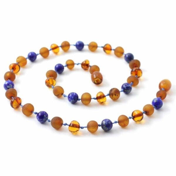 Babyketting barnsteen en lapis lazuli