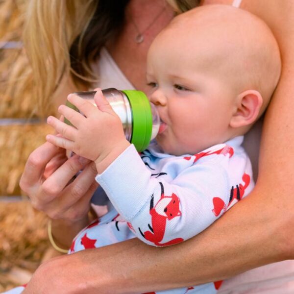 5oz steel baby bottle holding lifestyle
