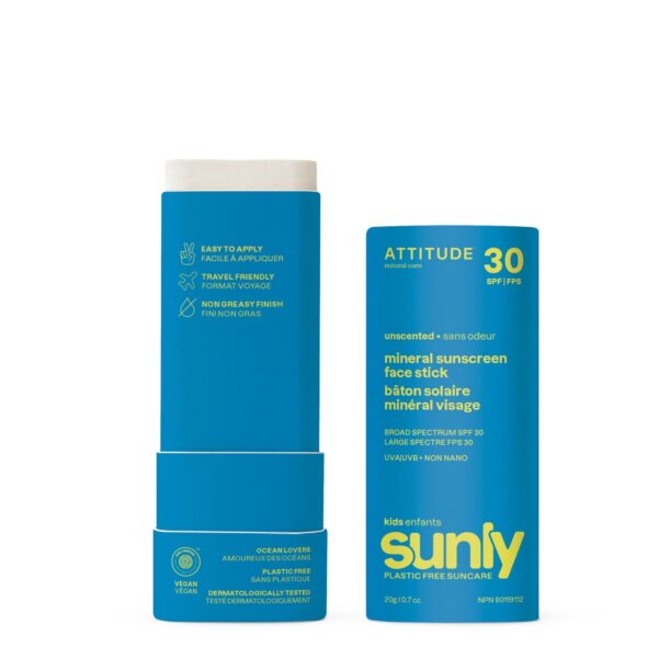 Attitude Sunly Baby & Kids Minerale Zonnebrand Face Stick SPF30 - Afbeelding 6