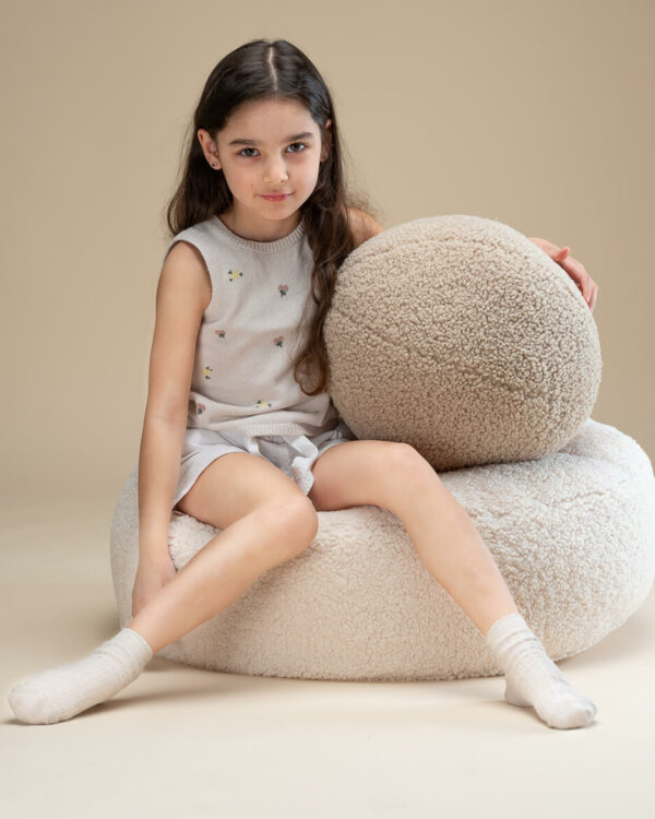 Wigiwama Poef - Cream White Teddy - Afbeelding 4
