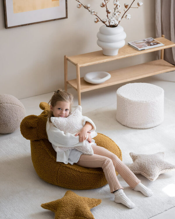 Wigiwama Poef Rond - Cream White Teddy - Afbeelding 4