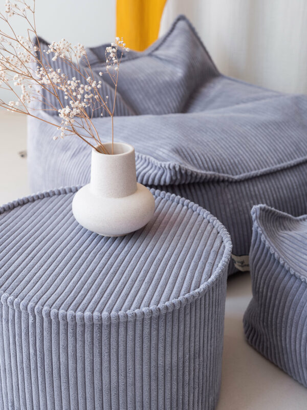 Wigiwama Poef Rond - Blueberry Blue Rib - Afbeelding 4