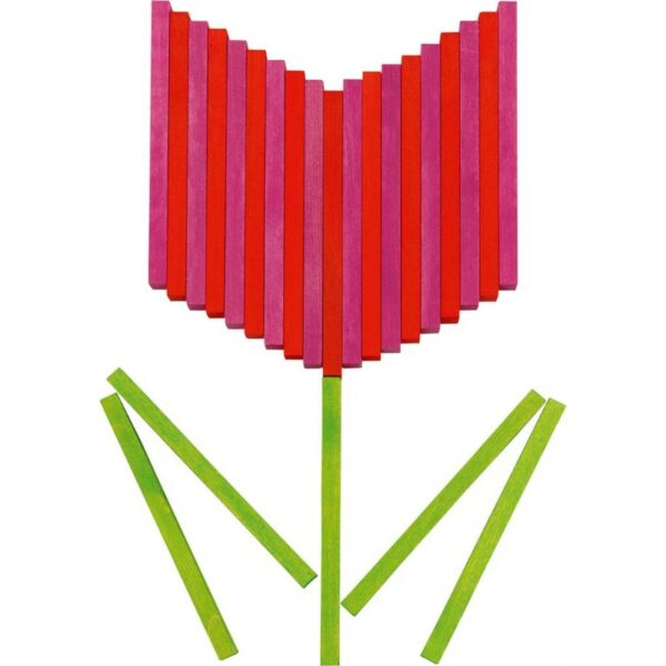 Goki Bouwblokken Gekleurd houten plankjes kapla natuurlijk duurzaam gifvrij hout houten speelgoed duotsland europa bouwen cadeautip spelen montessori seizoenstafel thema thematafel vrije school antroposofisch bloem