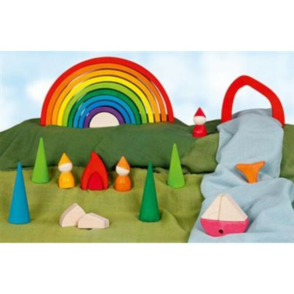 Goki Grote Regenboog hout houten speelgoed natuurlijk duurzaam Montessori vrije school antroposofisch gifvrij balanceren bouwen