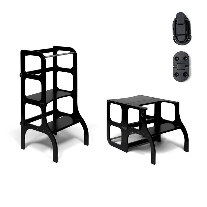 Ette Tete Step'n'Sit Learning tower Zwart Zwart