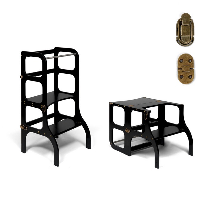 Ette Tete Step'n'Sit Learning tower Zwart Antiek Messing