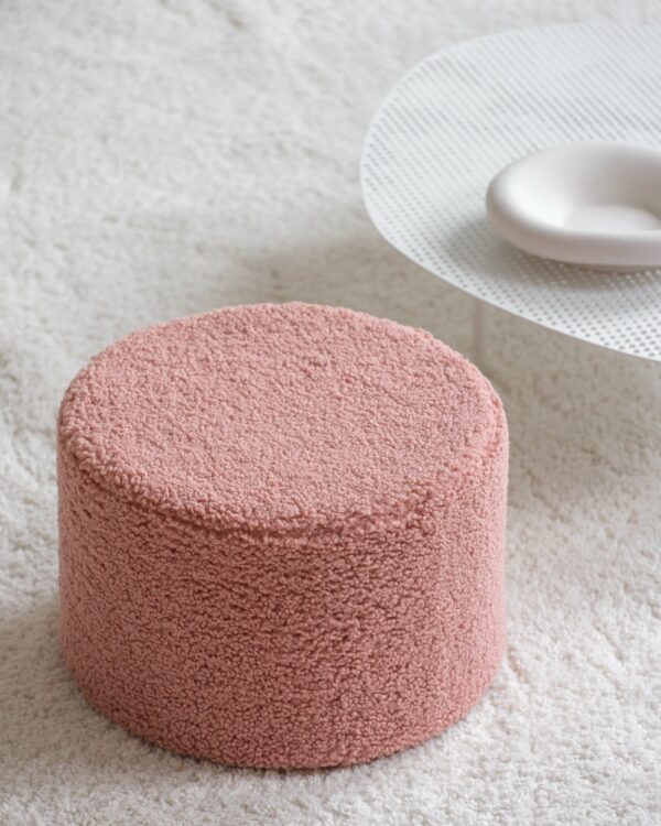 Wigiwama Poef Rond - Pink Guava Teddy - Afbeelding 2