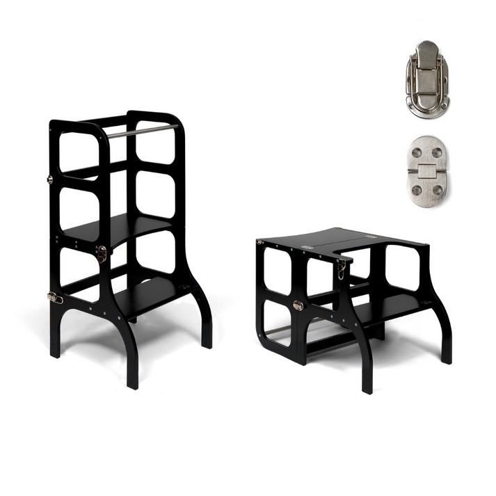 Ette Tete Step'n'Sit Learning tower Zwart Zilver