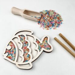 Houten vultray vis met speelrijst