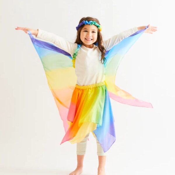 Sarah's Silks regenboog fee rokje, vleugels en haarband