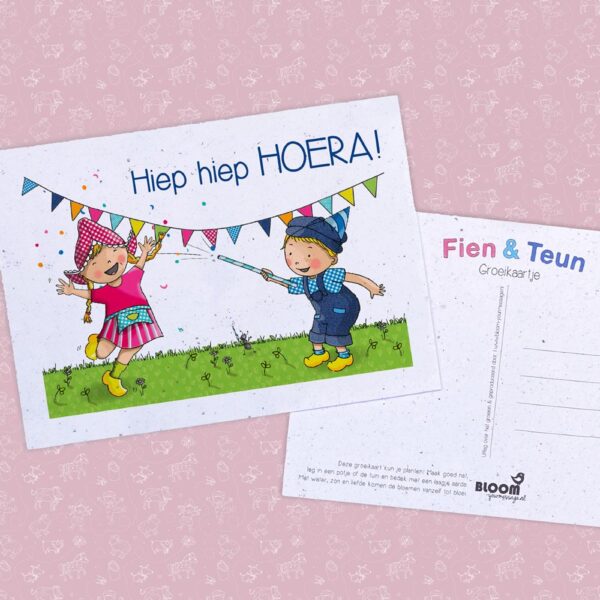 bloeikaart fien en teun hoera