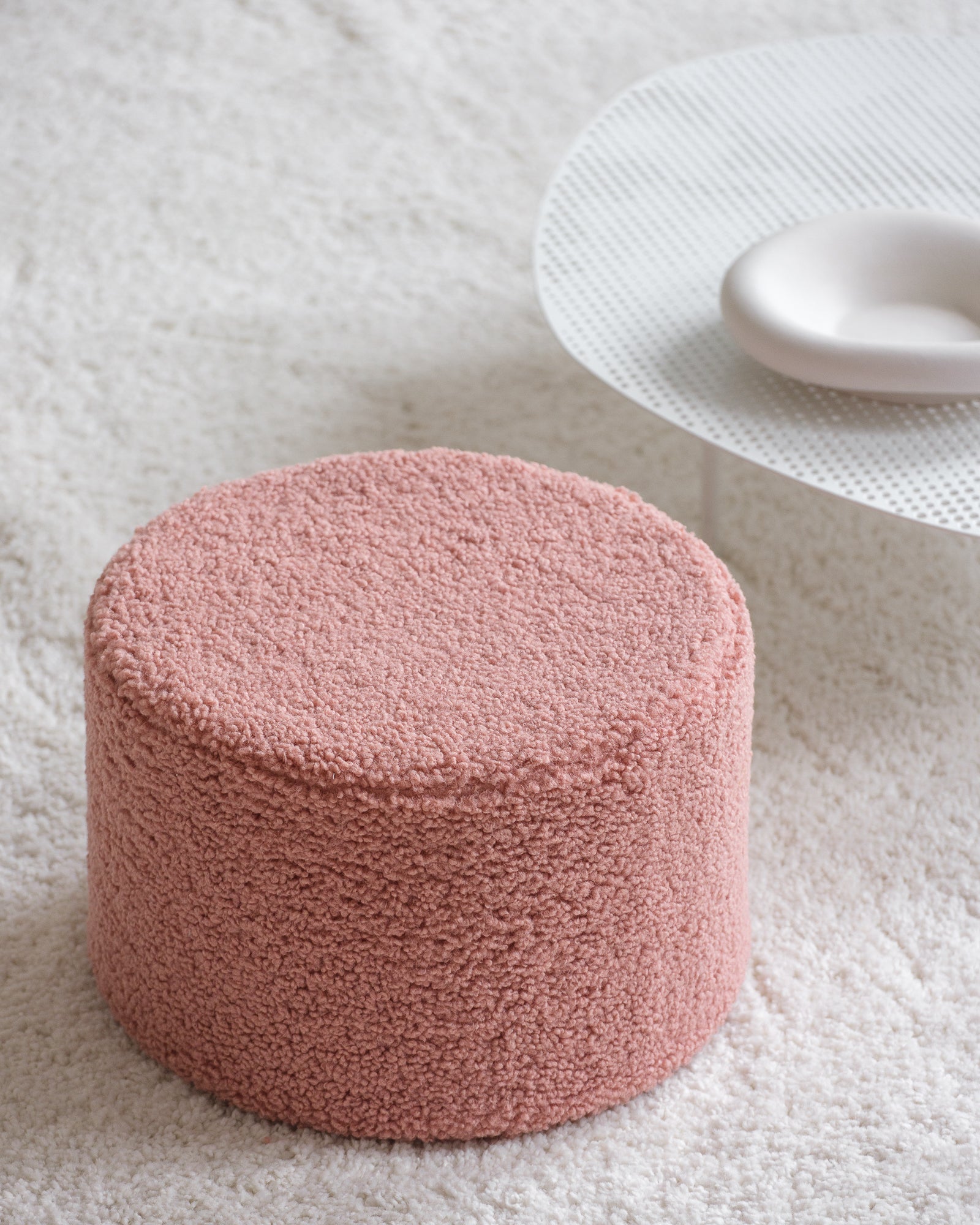 Wigiwama Poef Rond - Pink Guava Teddy - Afbeelding 2