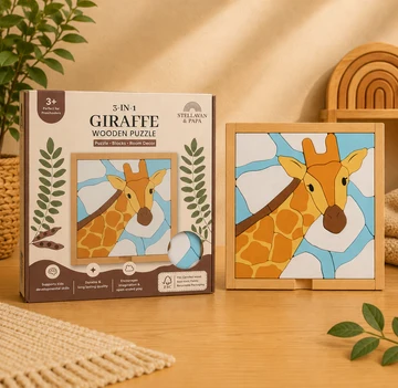 Stellavan & Papa Mila Giraf houten puzzel - Afbeelding 2
